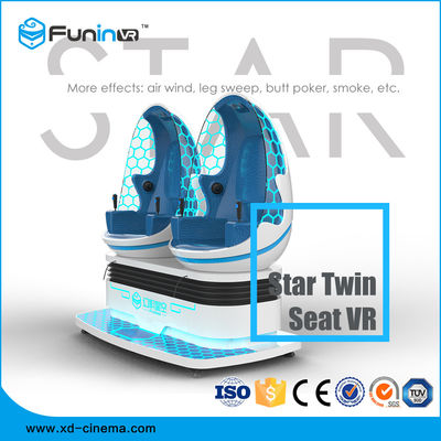 360 ডিগ্রী মোশন 9 ডি ভার্চুয়াল রিয়ালিটি সিমুলেটর 220V ছোট পাদদেশ মুদ্রণ দুই ডিম সিট